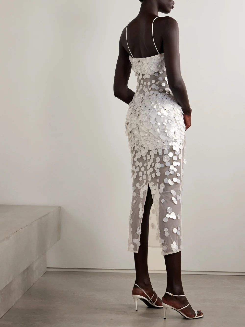 Back view of the Retrofête Mischa Embellished Tulle Midi Dress