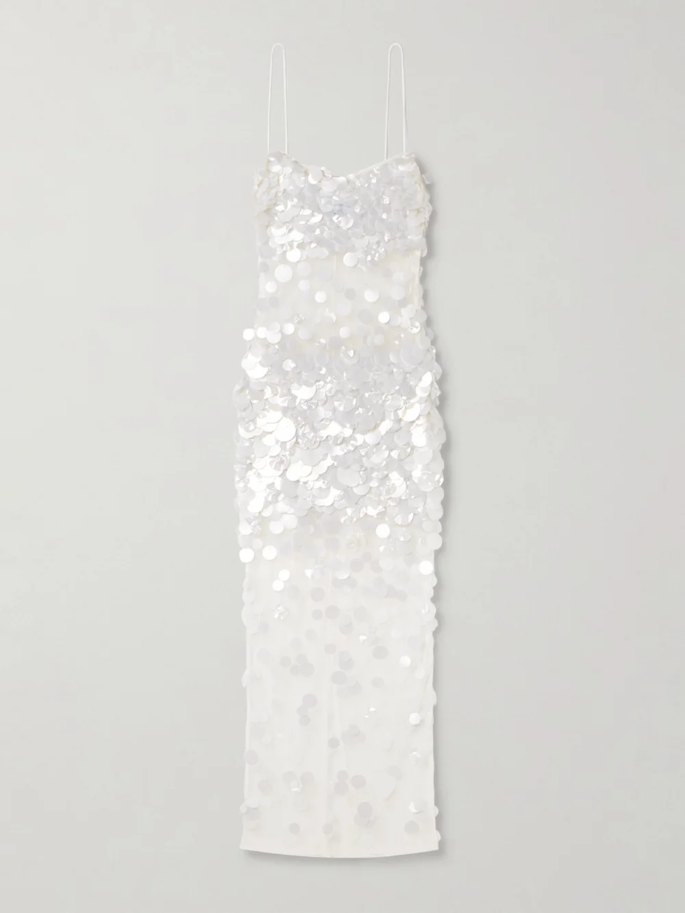 Retrofête Mischa Embellished Tulle Midi Dress in white