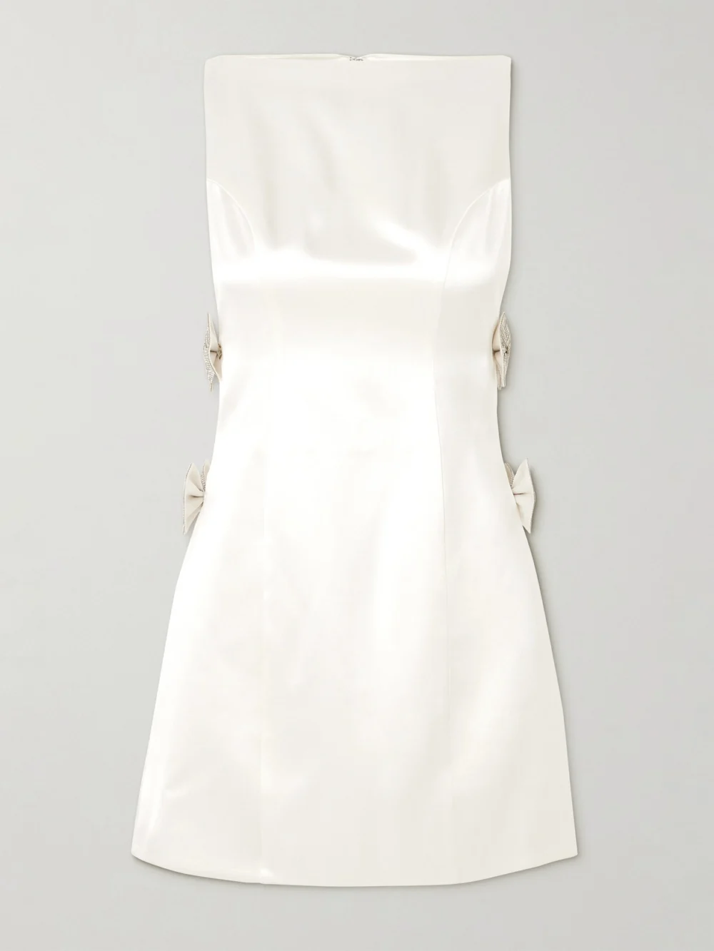 Retrofête Nadine Bow and Crystal-embellished Cutout Satin Mini Dress in white
