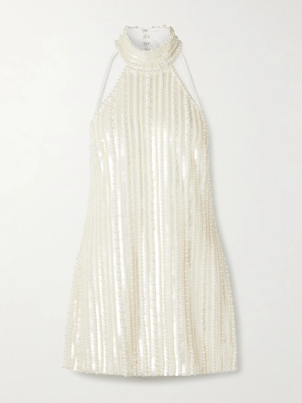 Retrofête Yaeko Embellished Crepe Halterneck Mini Dress in white