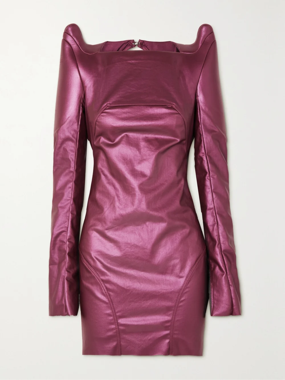 Rick Owens Abito Cutout Coated-denim Mini Dress in fuchsia