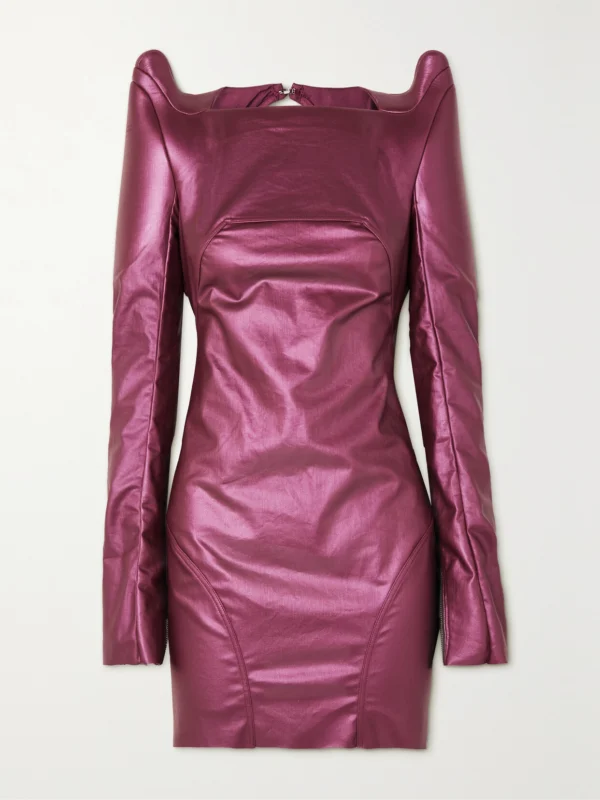 Rick Owens Abito Cutout Coated-denim Mini Dress