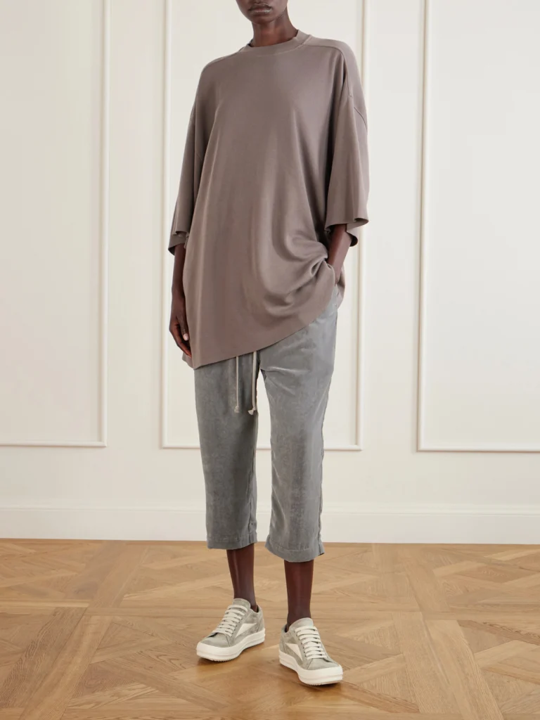 Rick Owens Astaires Cropped Velvet Mid-rise Tapered Pants