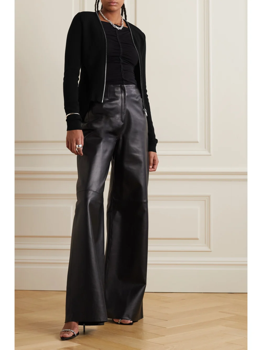 Rick Owens Asymmetric Ponte Jacket, worn by a model