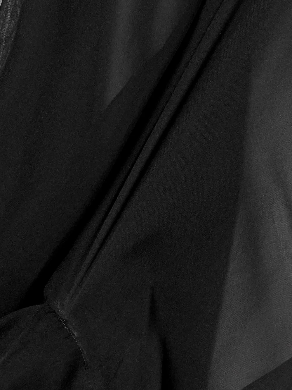 Close-up detail of the Rick Owens Asymmetric Silk-chiffon Jacket