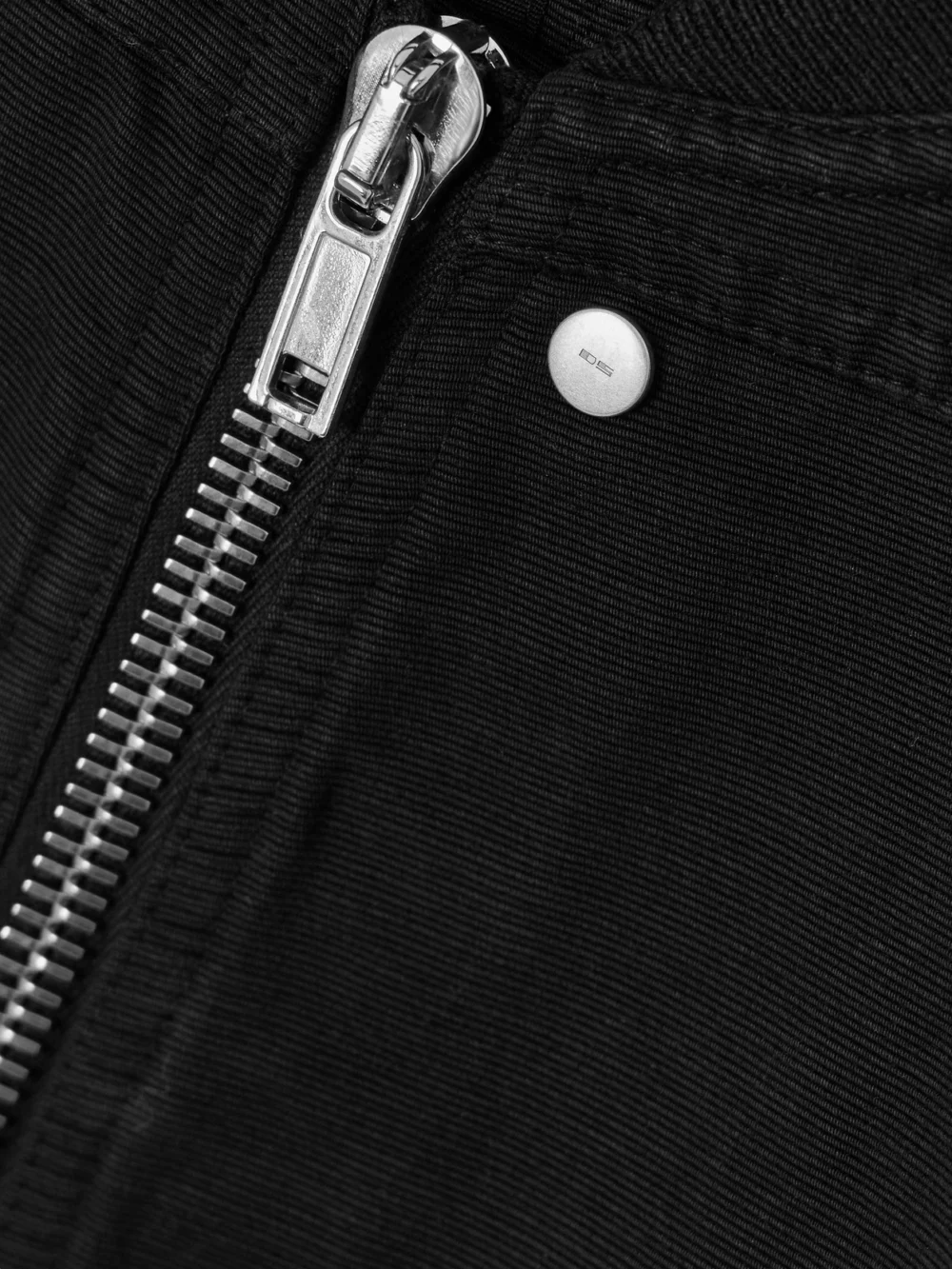 Close-up detail of the Rick Owens Babel Tatlin Cotton Bomber Jacket