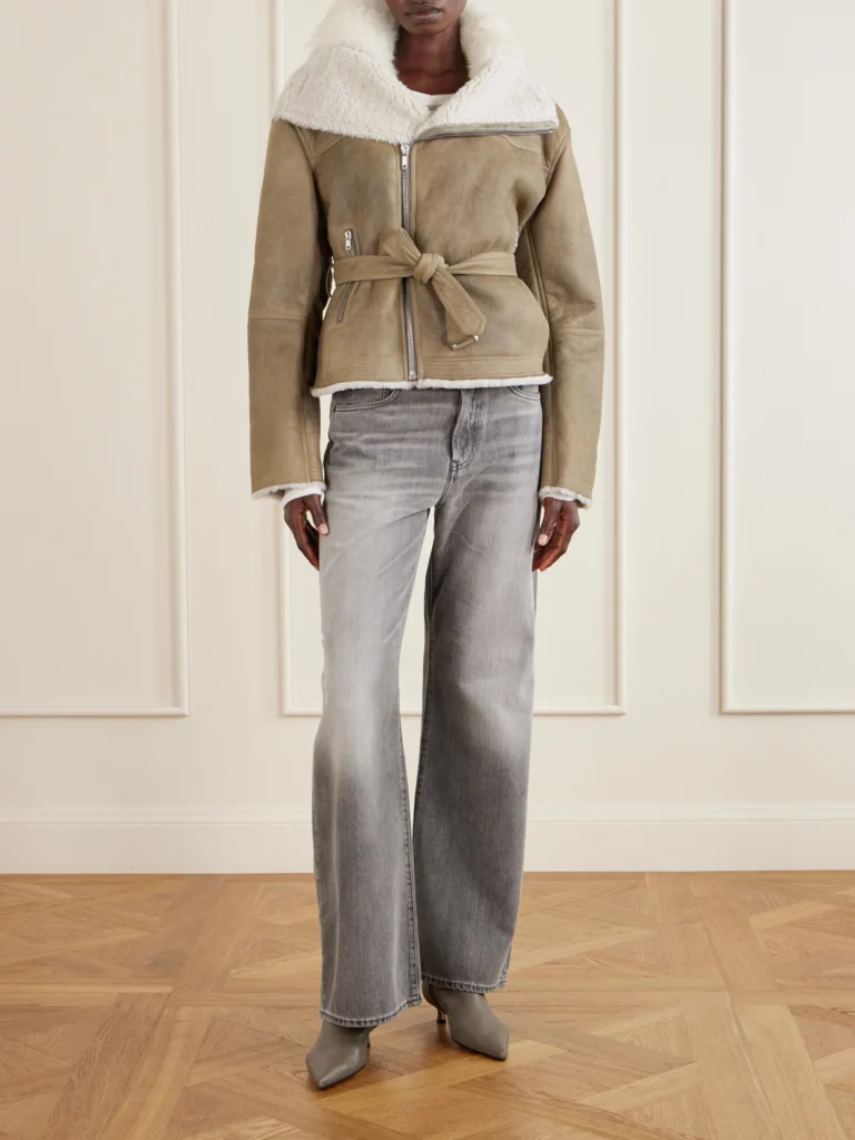 Rick Owens Belted Shearling-trimmed Suede Jacket