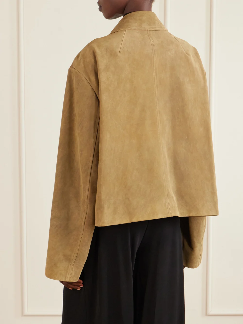 Back view of the Rick Owens Blixa Mac Suede Jacket