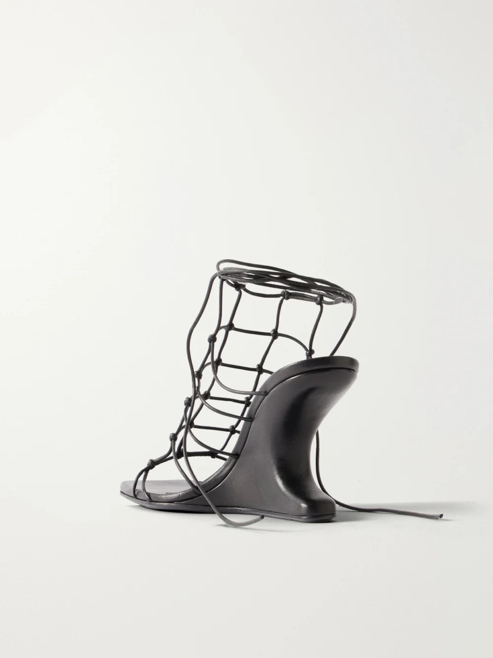 Back view of the Rick Owens Cantilever 80 Leather Wedge Sandals