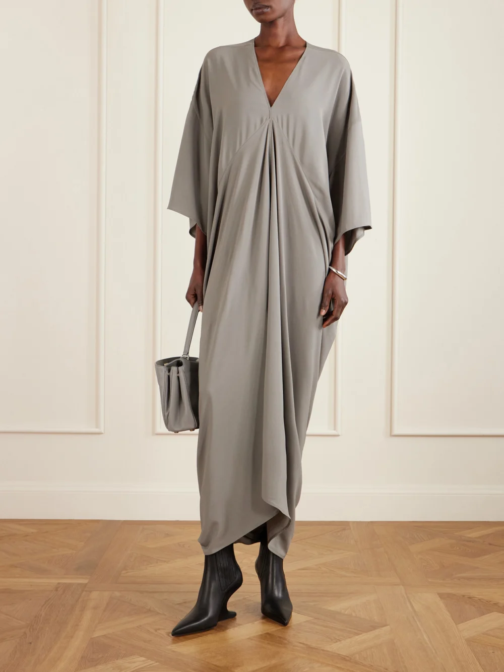 Rick Owens Cantilever Leather Ankle Boots, styled view