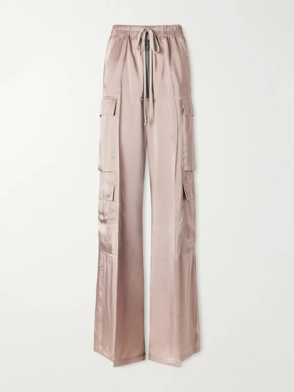 Rick Owens Cargobelas Charmeuse Wide-leg Pants
