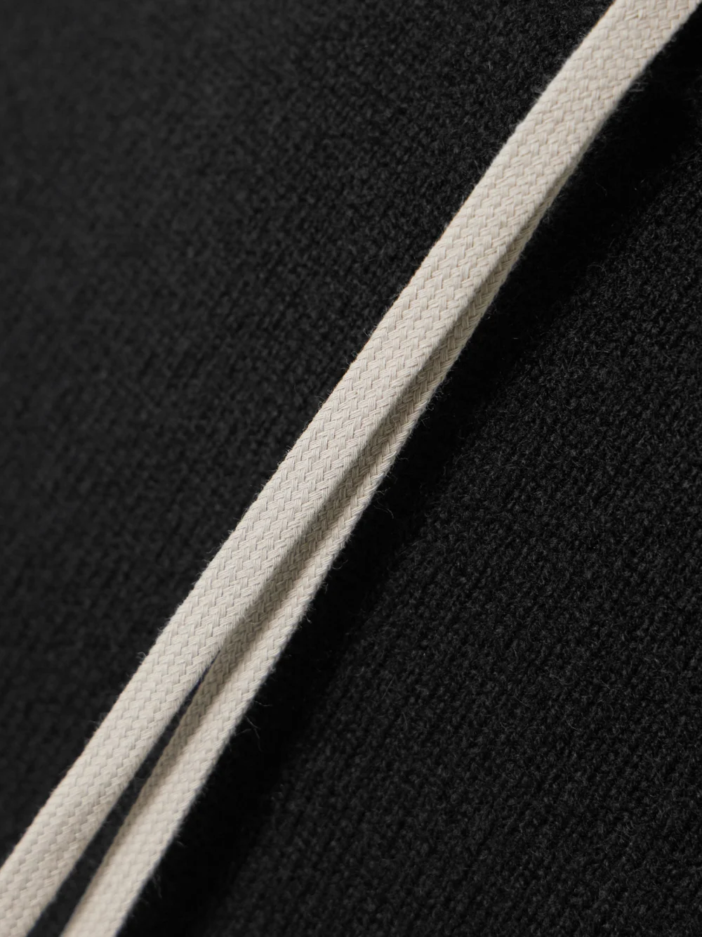 Close-up detail of the Rick Owens Cashmere Track Pants