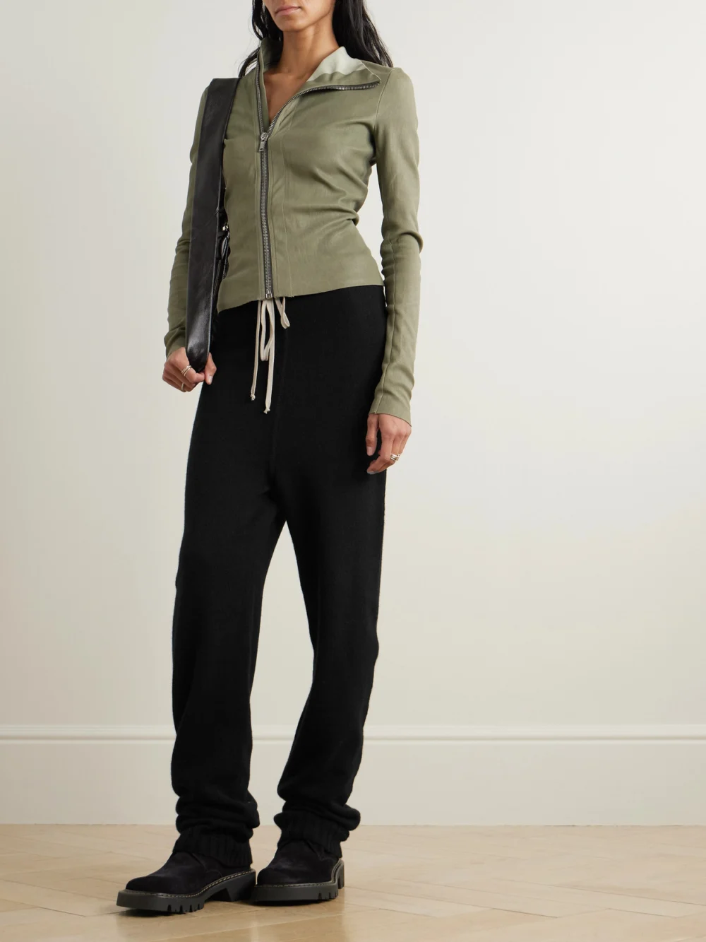 Rick Owens Cashmere Track Pants, worn by a model