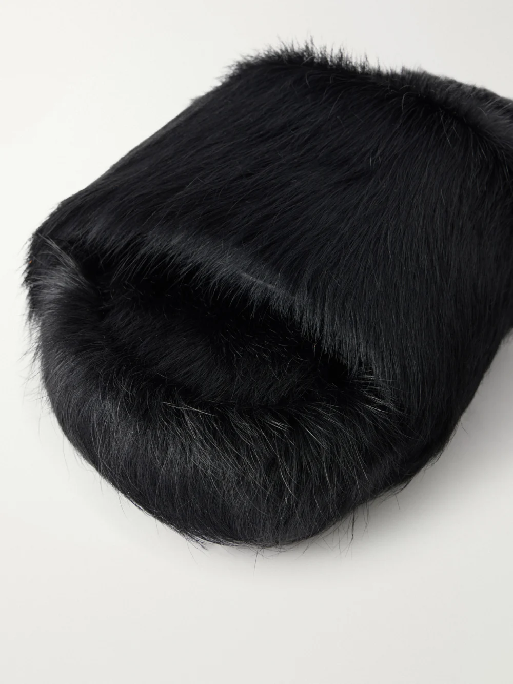 Close-up detail of the Rick Owens Chancla Calf Hair Slides