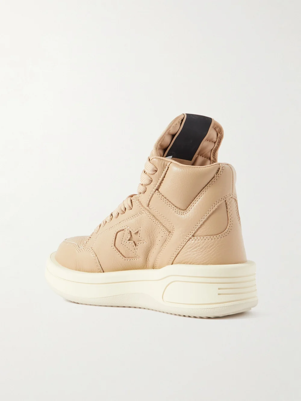 Back view of the Rick Owens + Converse Turbowpn Leather High-top Sneakers