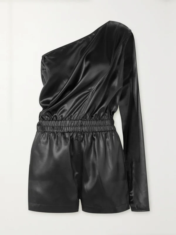 Rick Owens Convertible One-sleeve Satin Playsuit