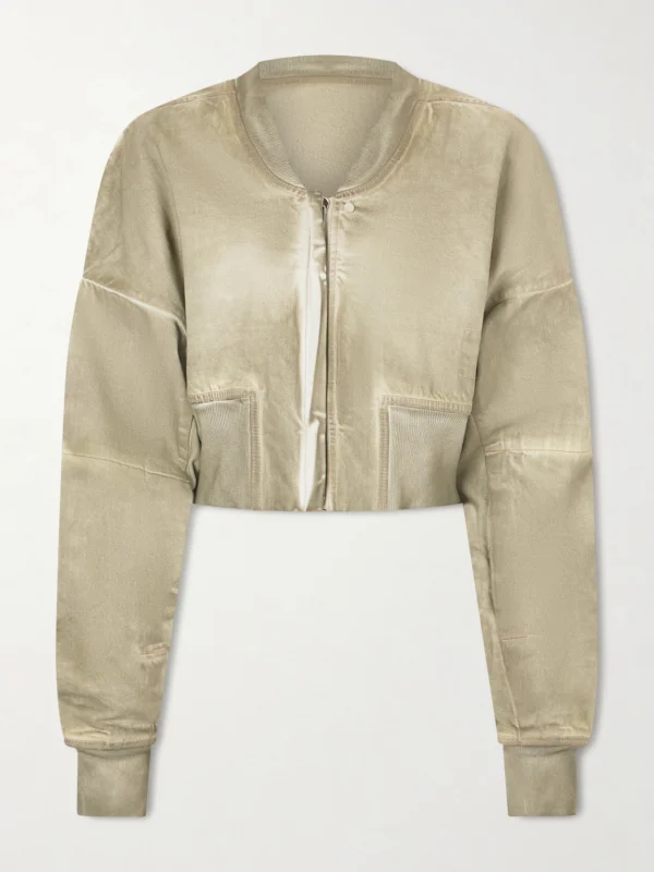 Rick Owens Cropped Distressed Denim Jacket