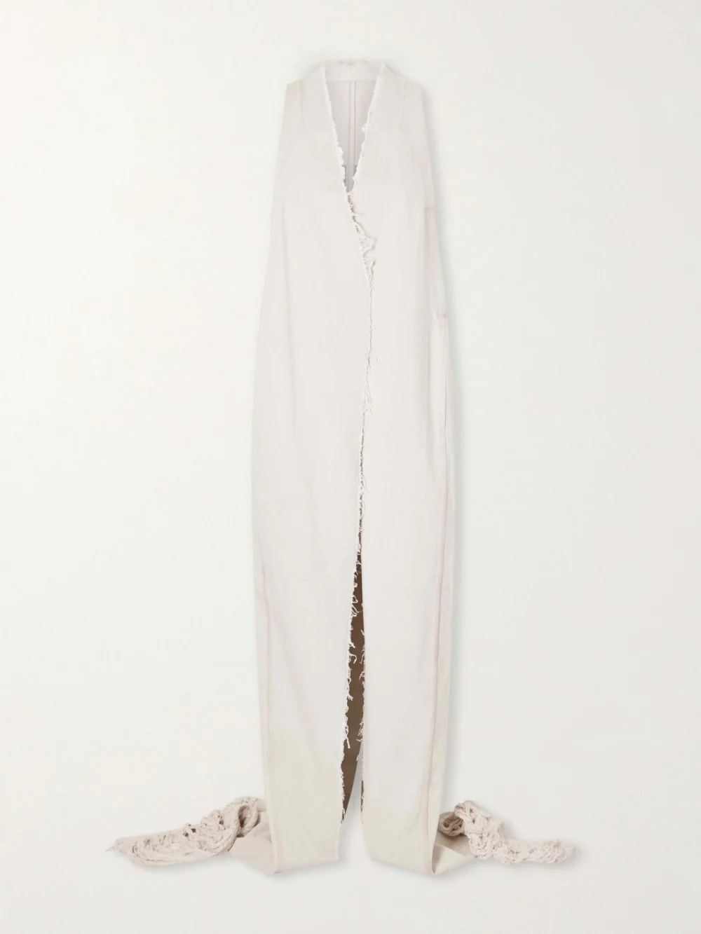 Rick Owens Cyclops Distressed Denim Coat in white