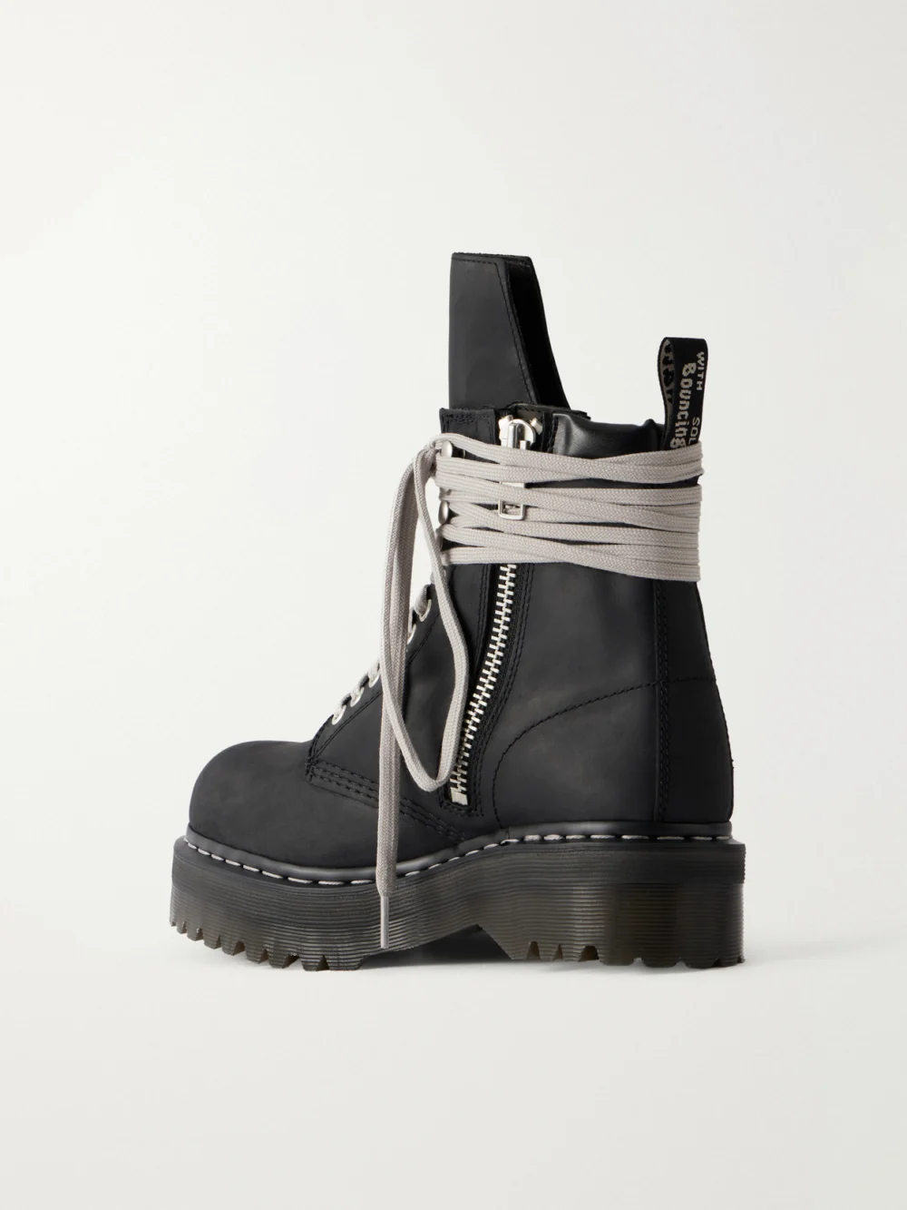 Back view of the Rick Owens + Dr. Martens Nubuck Ankle Boots