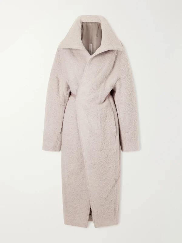 Rick Owens Dracucollar Belted Alpaca and Virgin Wool-blend Coat