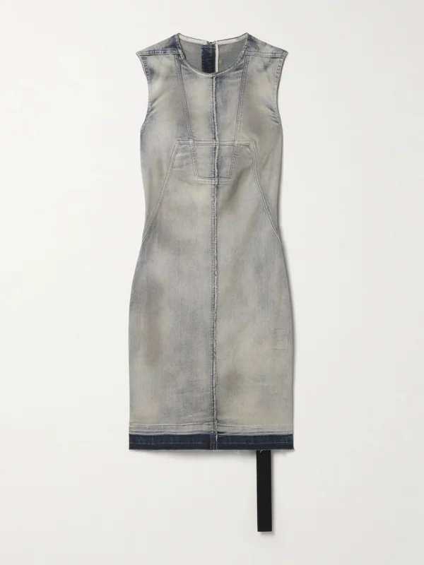 Rick Owens Drkshdw Frayed Denim Mini Dress