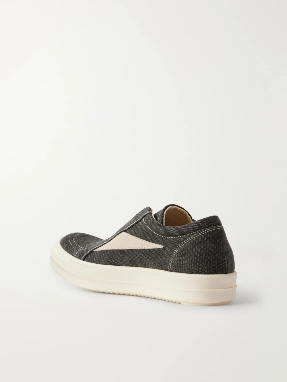 Back view of the Rick Owens Drkshdw Laceless Vintage Suede-trimmed Canvas Sneakers