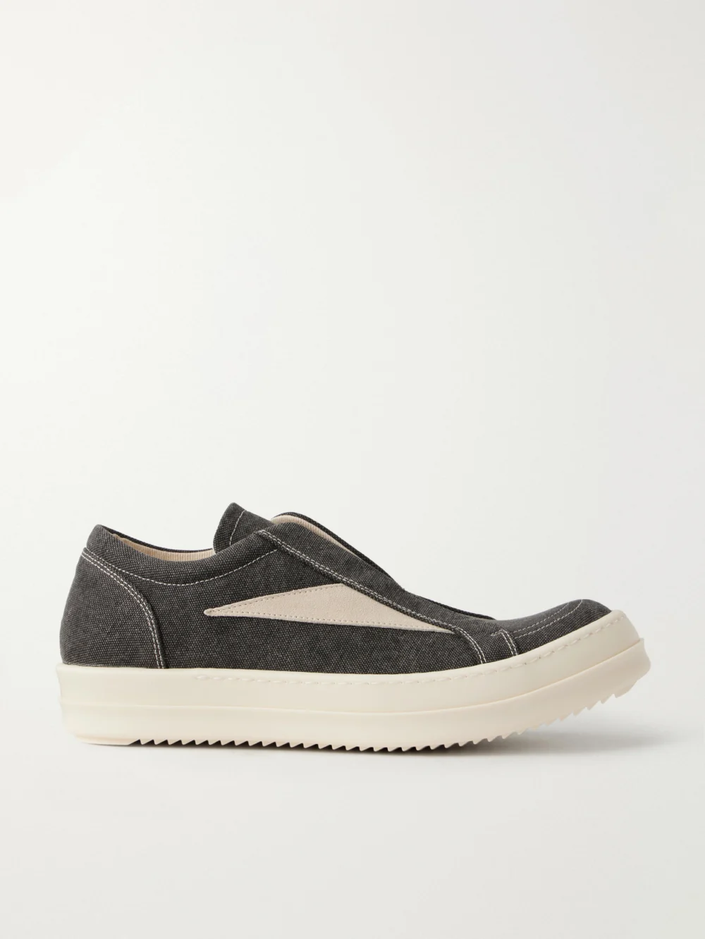 Rick Owens Drkshdw Laceless Vintage Suede-trimmed Canvas Sneakers in gray