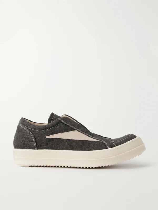 Rick Owens Drkshdw Laceless Vintage Suede-trimmed Canvas Sneakers