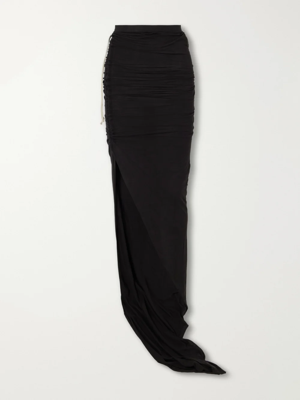 Rick Owens Drkshdw Ruched Cotton-jersey Maxi Skirt in black