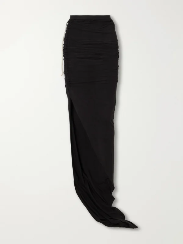 Rick Owens Drkshdw Ruched Cotton-jersey Maxi Skirt