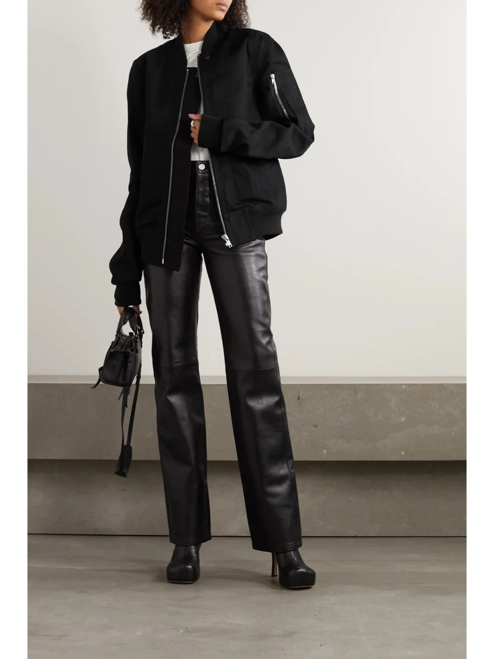 Rick Owens Flight Denim Bomber Jacket, worn by a model