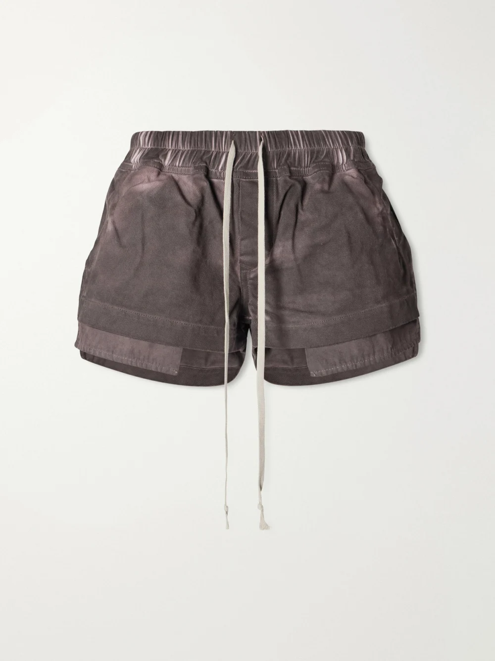 Rick Owens Fog Distressed Denim Shorts in grape