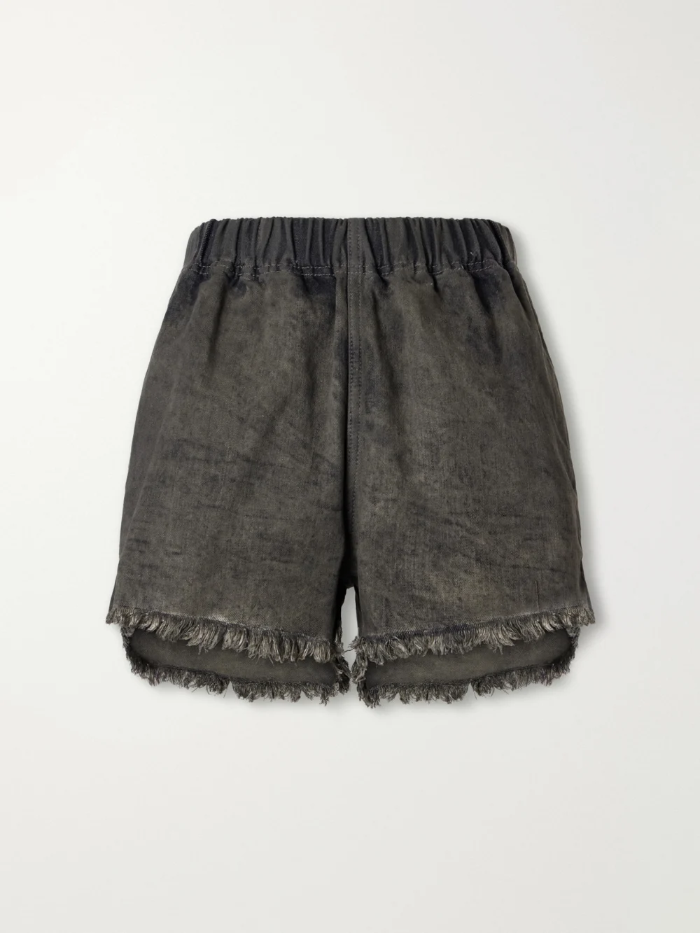 Rick Owens Frayed Denim Shorts in stone