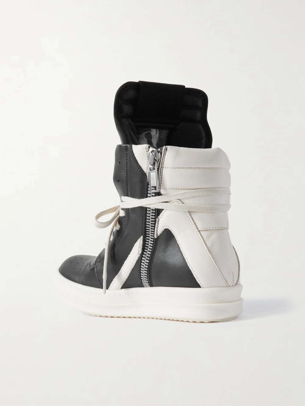 Back view of the Rick Owens Geobasket Two-tone Leather High-top Sneakers