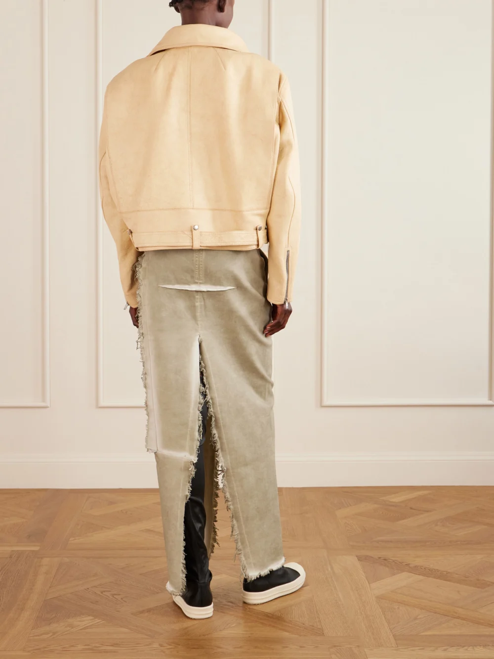 Back view of the Rick Owens Leather Biker Jacket