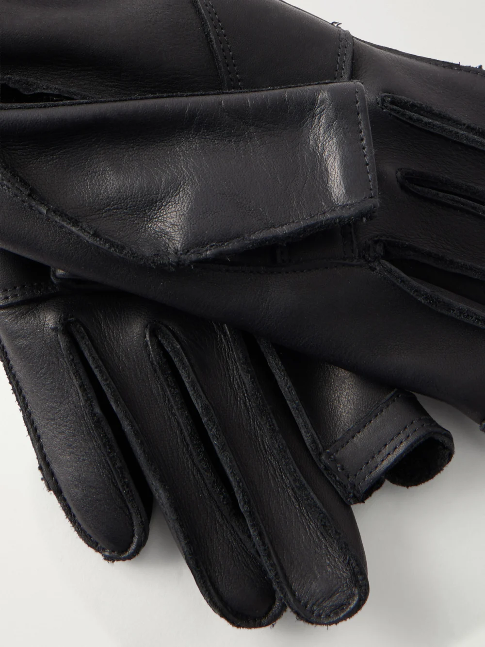 Close-up detail of the Rick Owens Leather Gloves
