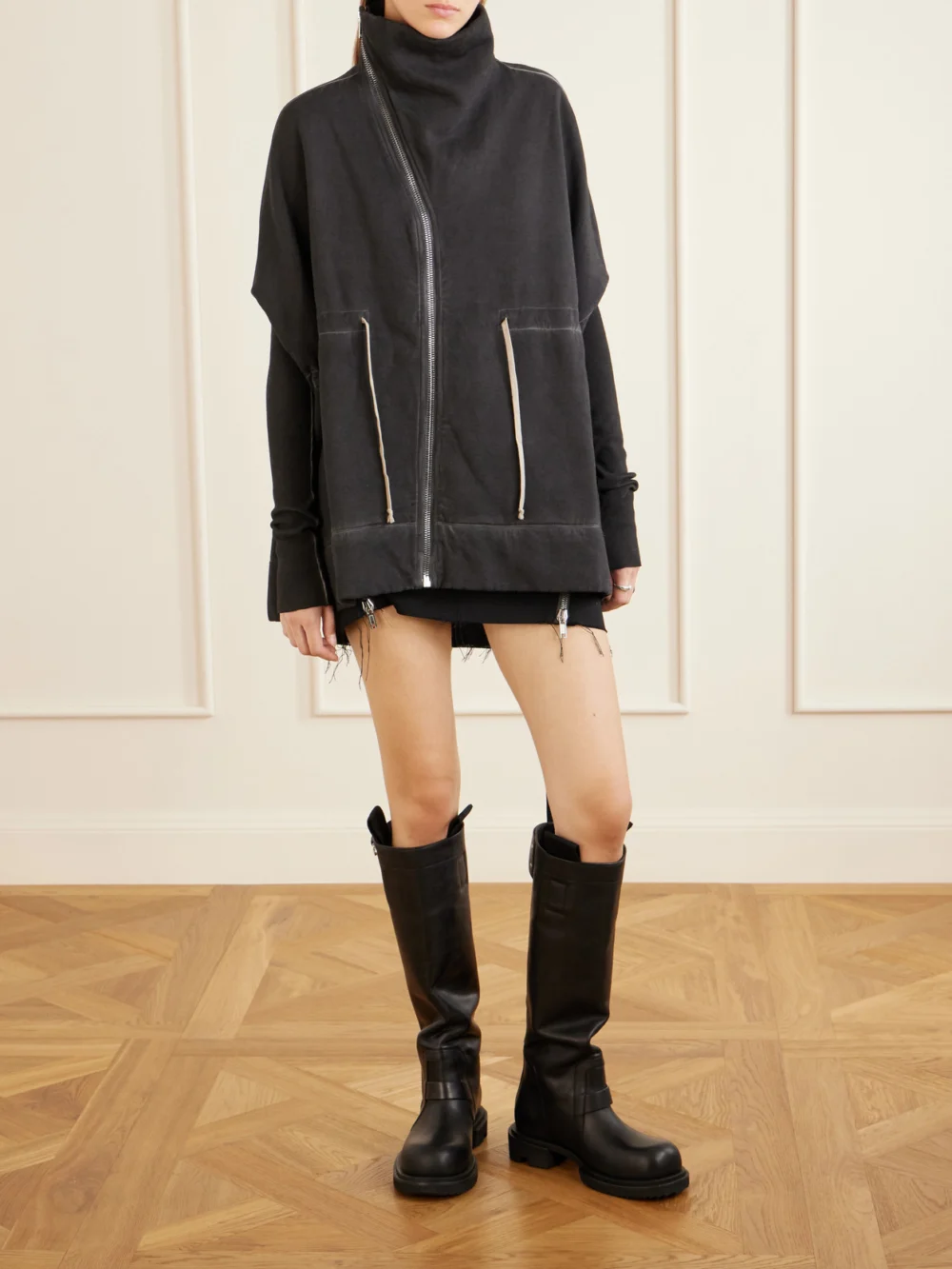 Rick Owens Leather Knee Boots, styled view