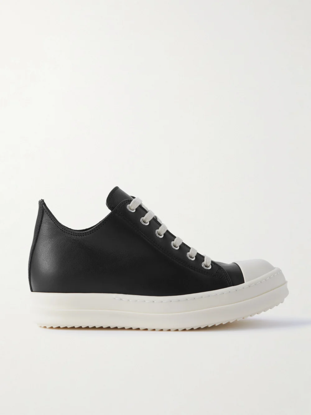 Rick Owens Leather Sneakers in black