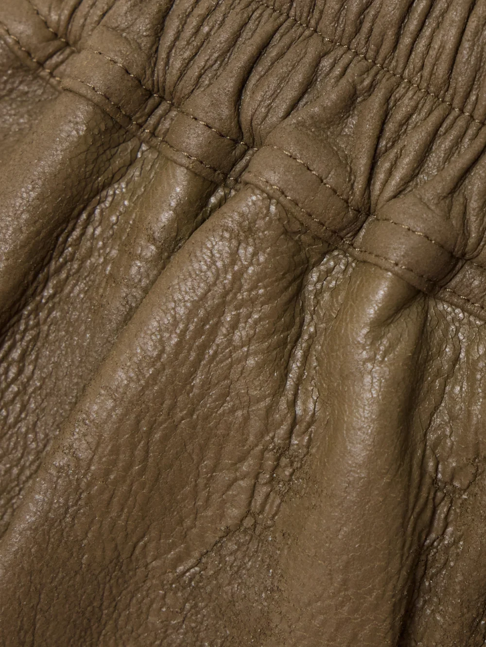 Close-up detail of the Rick Owens Leather Straight-leg Shorts