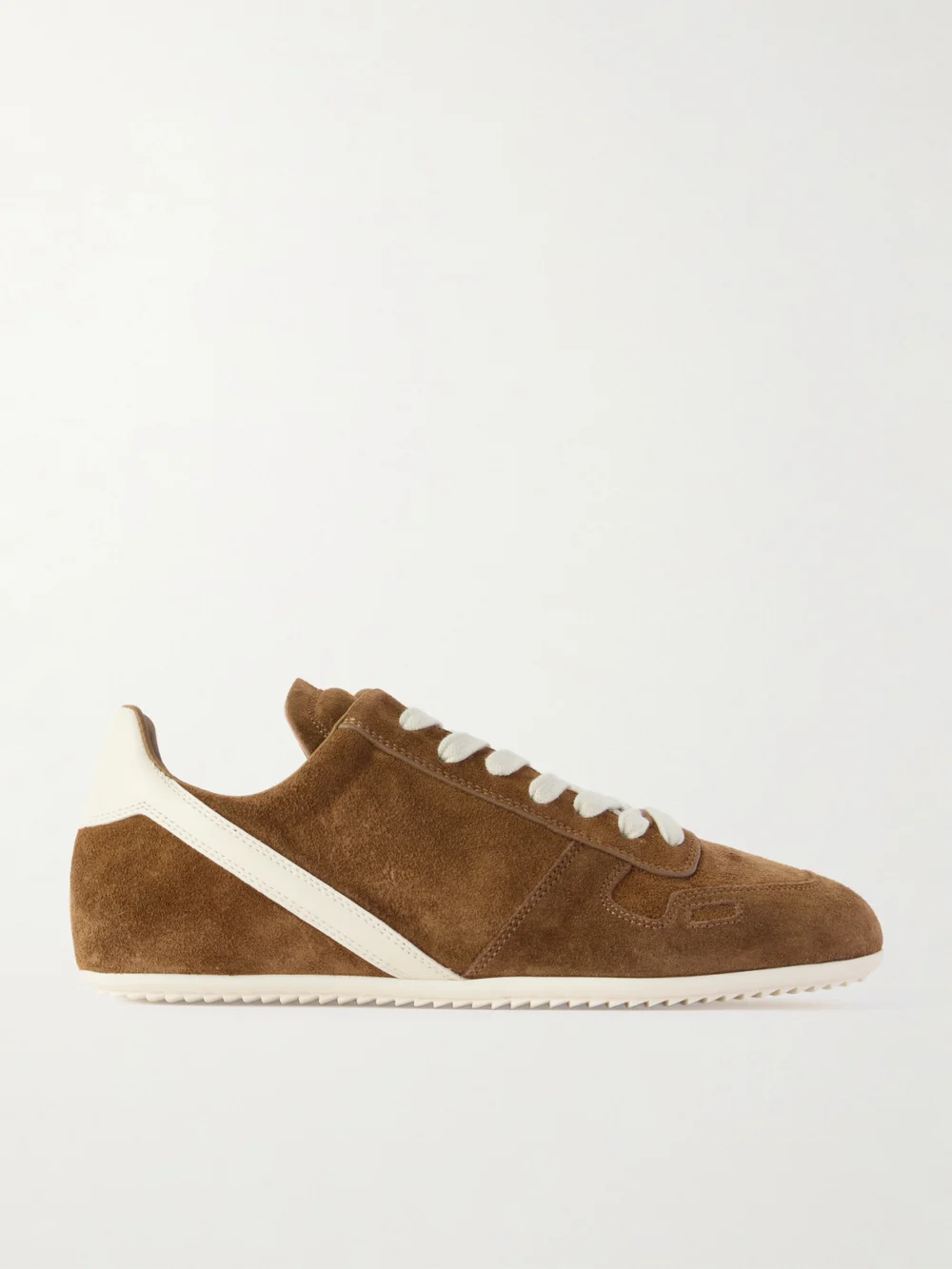 Rick Owens Leather-trimmed Suede Sneakers in tan