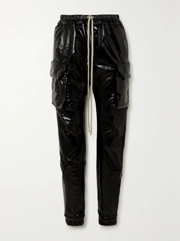 Rick Owens Mastodon Coated Cotton-blend Tapered Cargo Pants