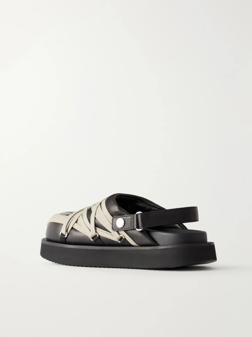 Back view of the Rick Owens Megalace Platform Leather Mules