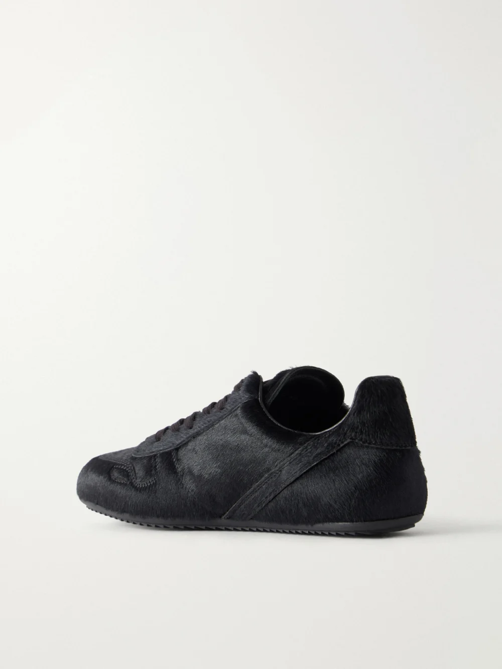 Back view of the Rick Owens Minimal Sneaks Calf-hair and Leather Sneakers