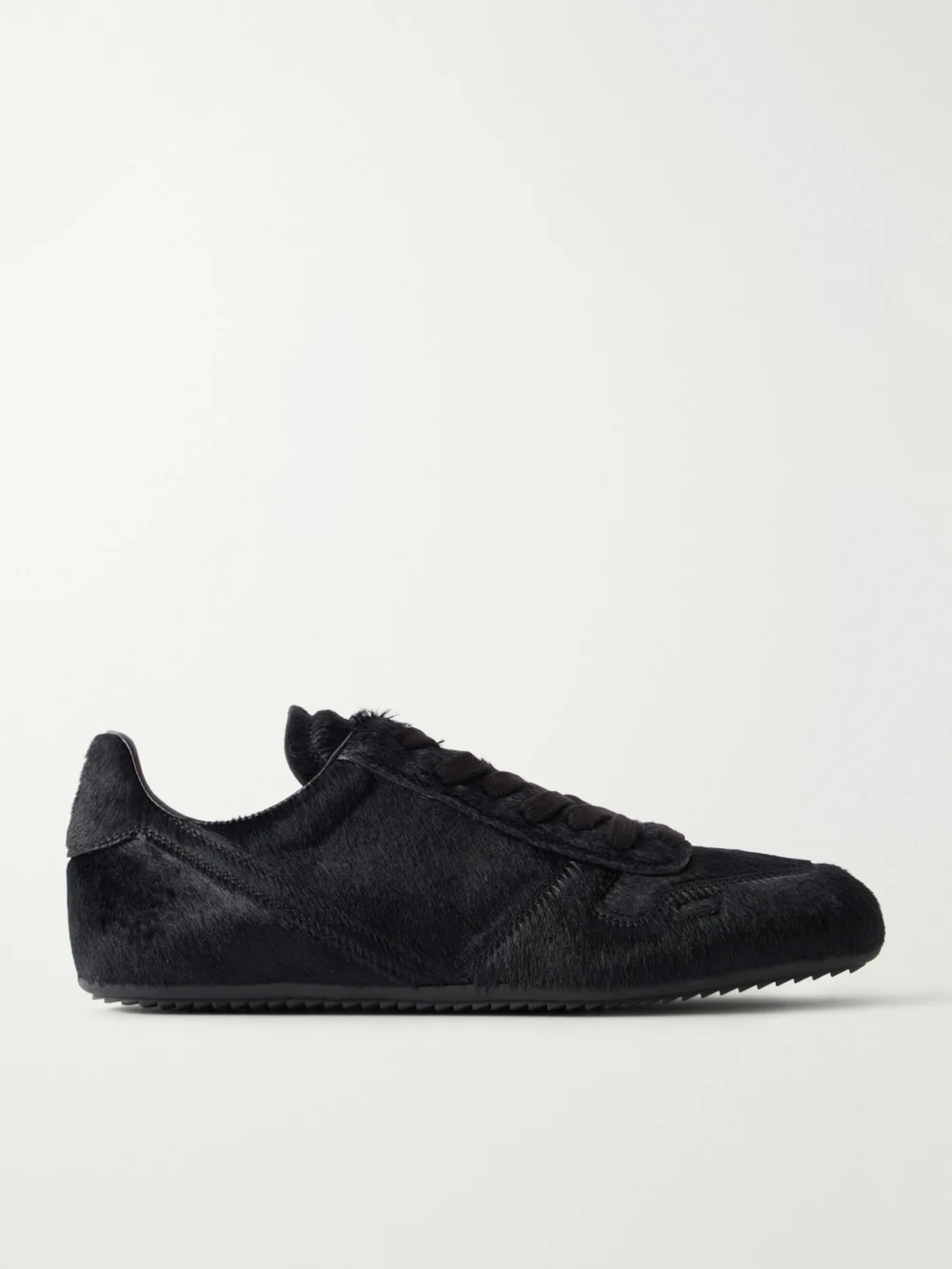 Rick Owens Minimal Sneaks Calf-hair and Leather Sneakers in black