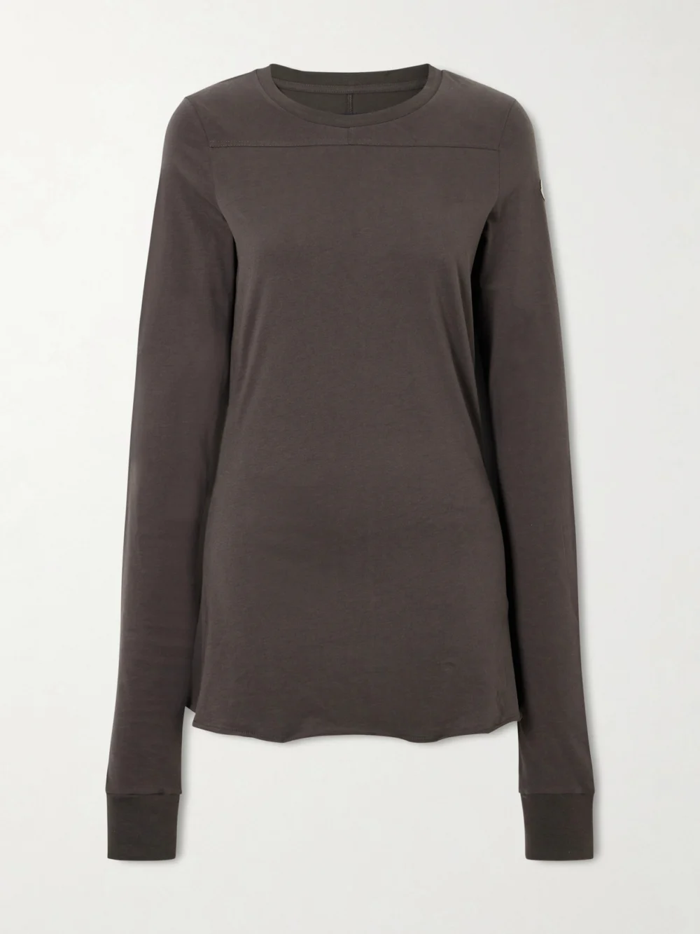 Rick Owens + Moncler Girder Appliquéd Cotton-jersey T-shirt in brown