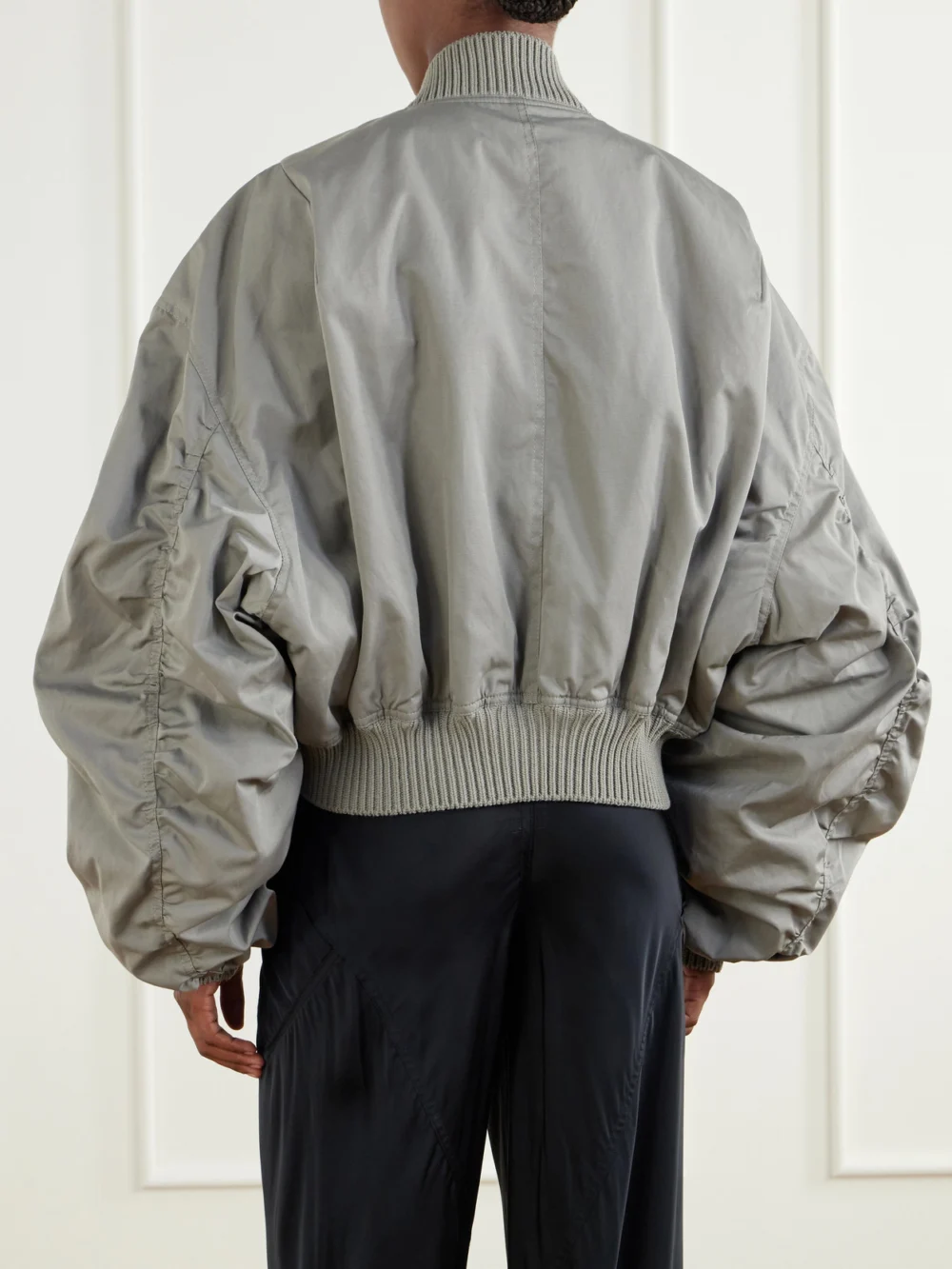 Back view of the Rick Owens Secchia Shell Cropped Jacket
