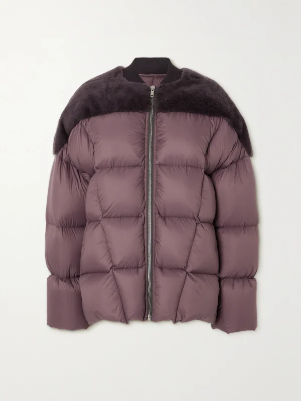 Rick Owens Shearling-paneled Quilted Shell Down Jacket