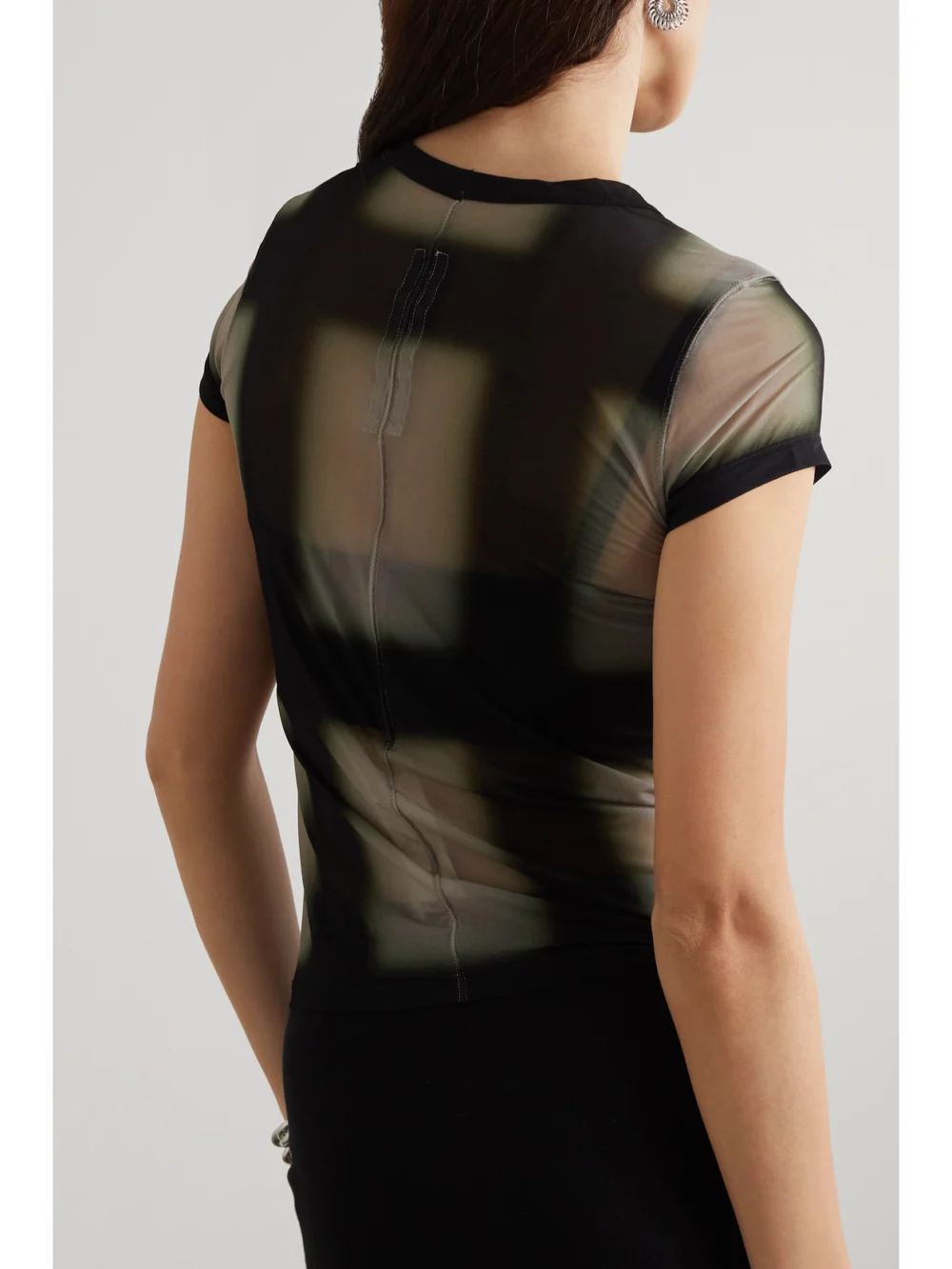 Back view of the Rick Owens Stretch-mesh T-shirt