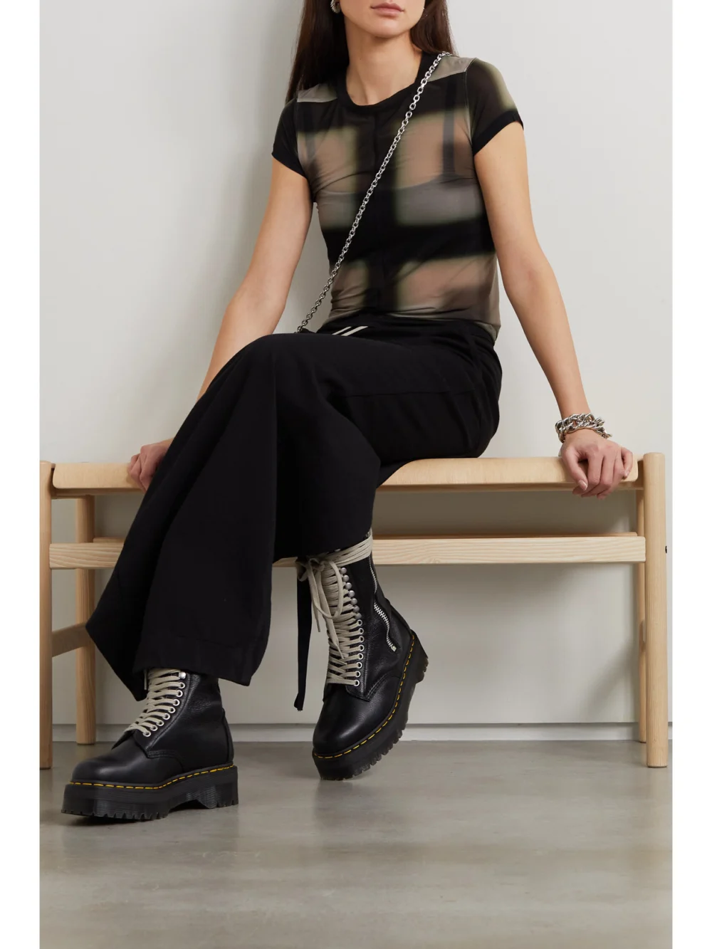 Rick Owens Stretch-mesh T-shirt, worn by a model