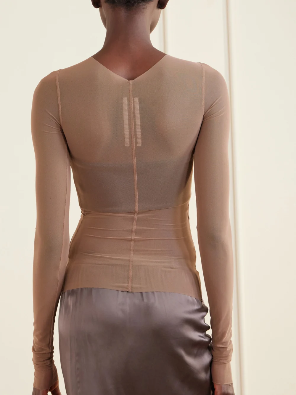 Back view of the Rick Owens Stretch-tulle T-shirt